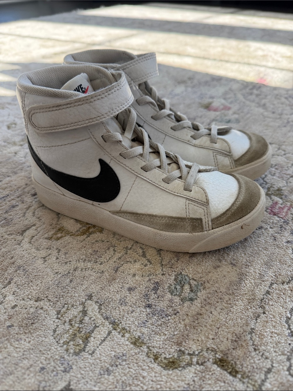 Nike Kids High-Top Sneakers in White, Black, and Taupe